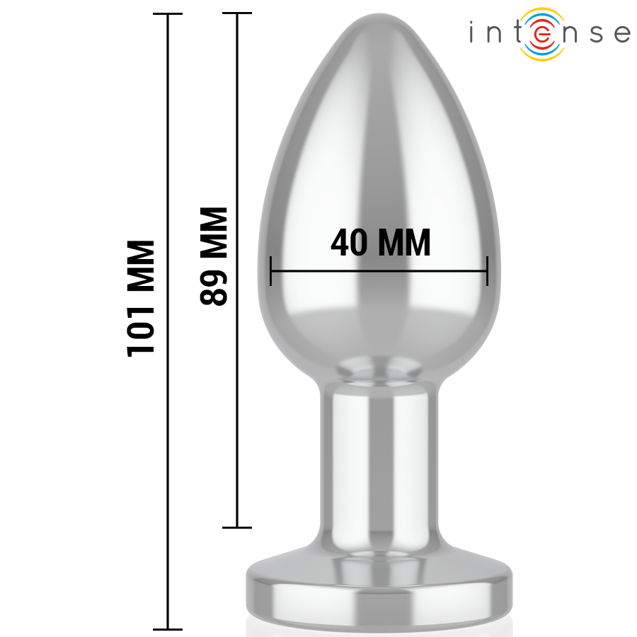 INTENSE Plug Anal Vibratório Metal com Controle Remoto L, design elegante e funcionalidades de prazer.