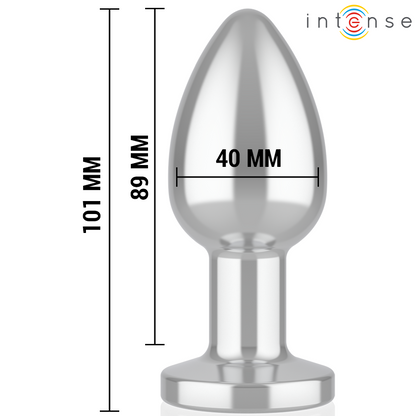 INTENSE Plug Anal Vibratório Metal com Controle Remoto L, design elegante e funcionalidades de prazer.