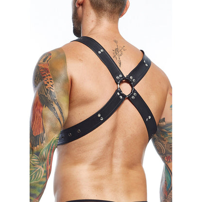 Cinto de Arreio MOB Dngeon Preto em couro sintético, ideal para momentos íntimos e jogos BDSM.