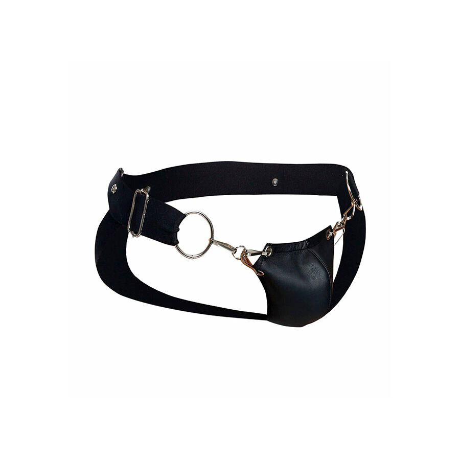 MaleBasics Jockstrap Dngeon Couro Sintético Preto com detalhes de corrente