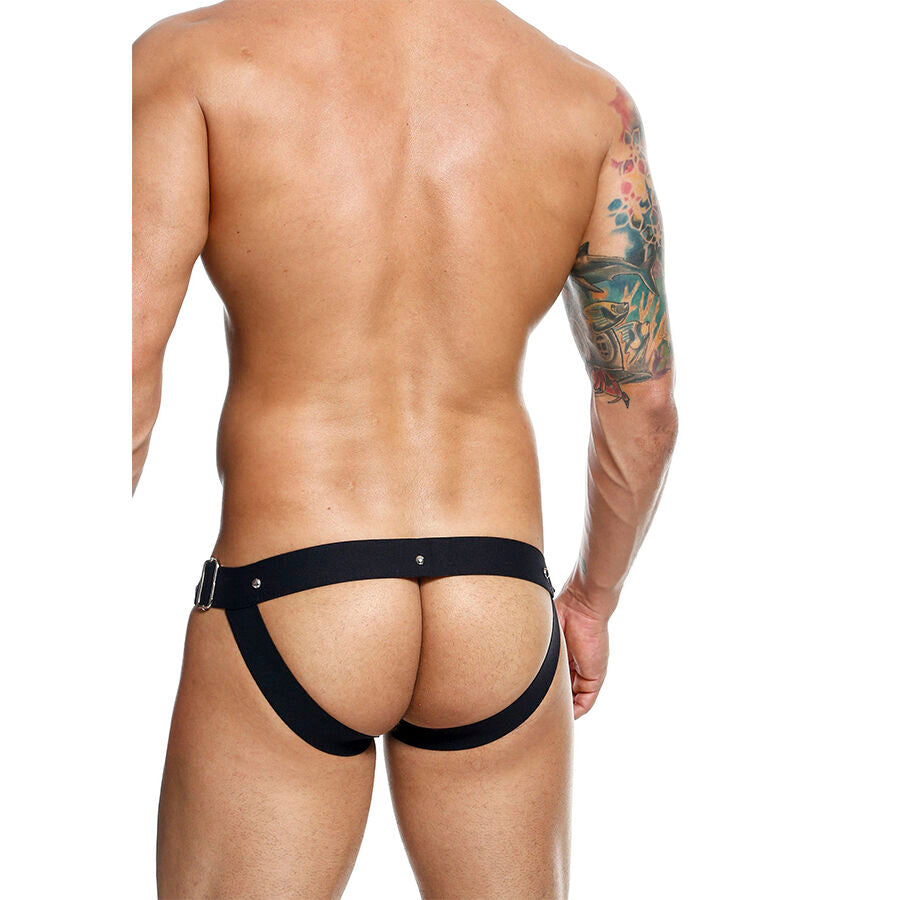 MaleBasics Jockstrap Dngeon Couro Sintético Preto com detalhes de corrente