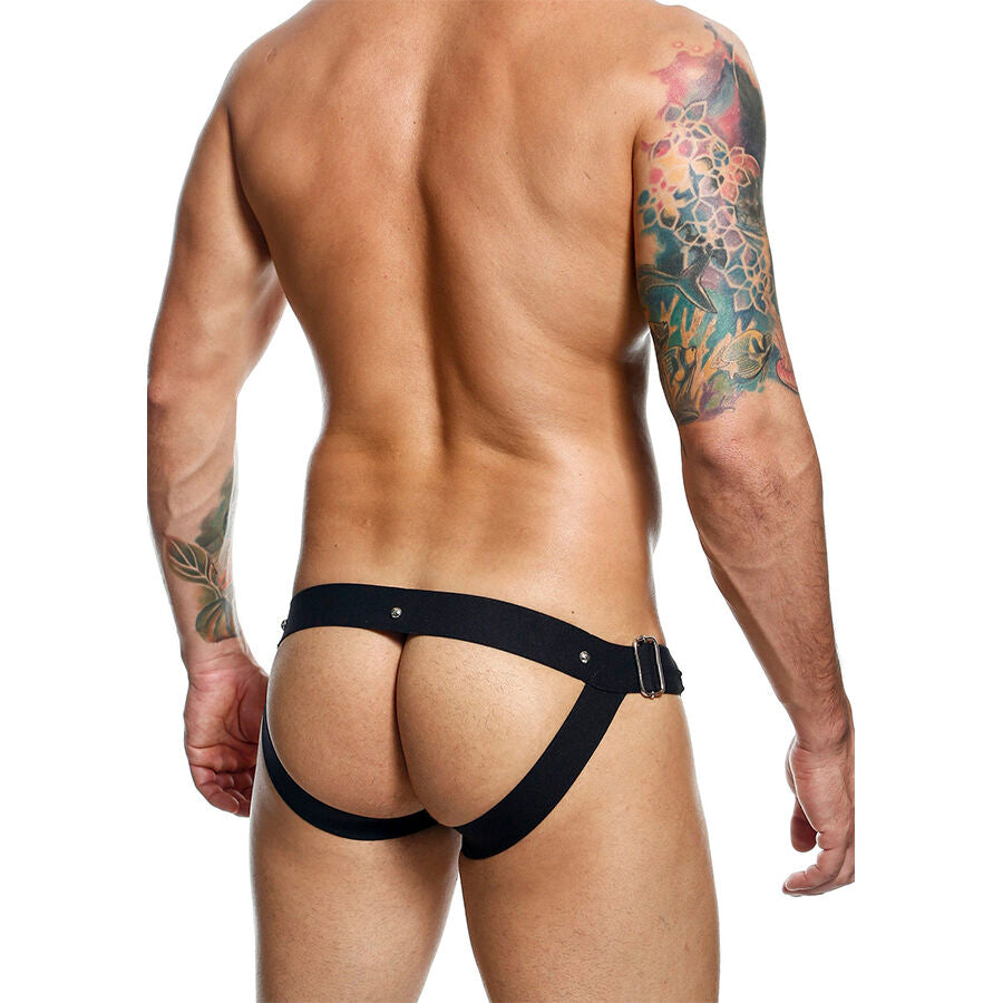 MaleBasics Jockstrap Dngeon Couro Sintético Preto com detalhes de corrente