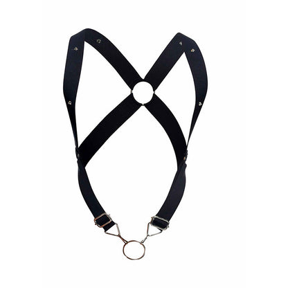 Arnês Cross Back Elástico MaleBasics Preto com detalhes em metal