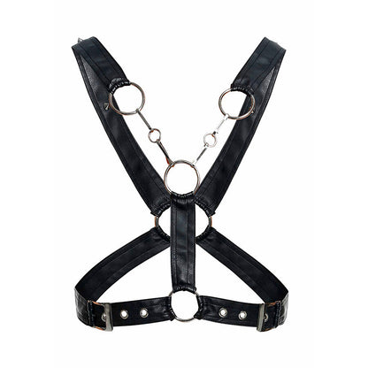 MOB Harness Crossed Black Chain em couro sintético e detalhes de metal