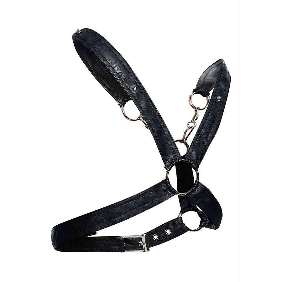 MOB Harness Crossed Black Chain em couro sintético e detalhes de metal