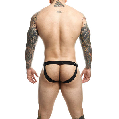 Detalhe da Jockstrap MOB - DNGEON Snap Vermelho, exibindo o tecido e design atlético.