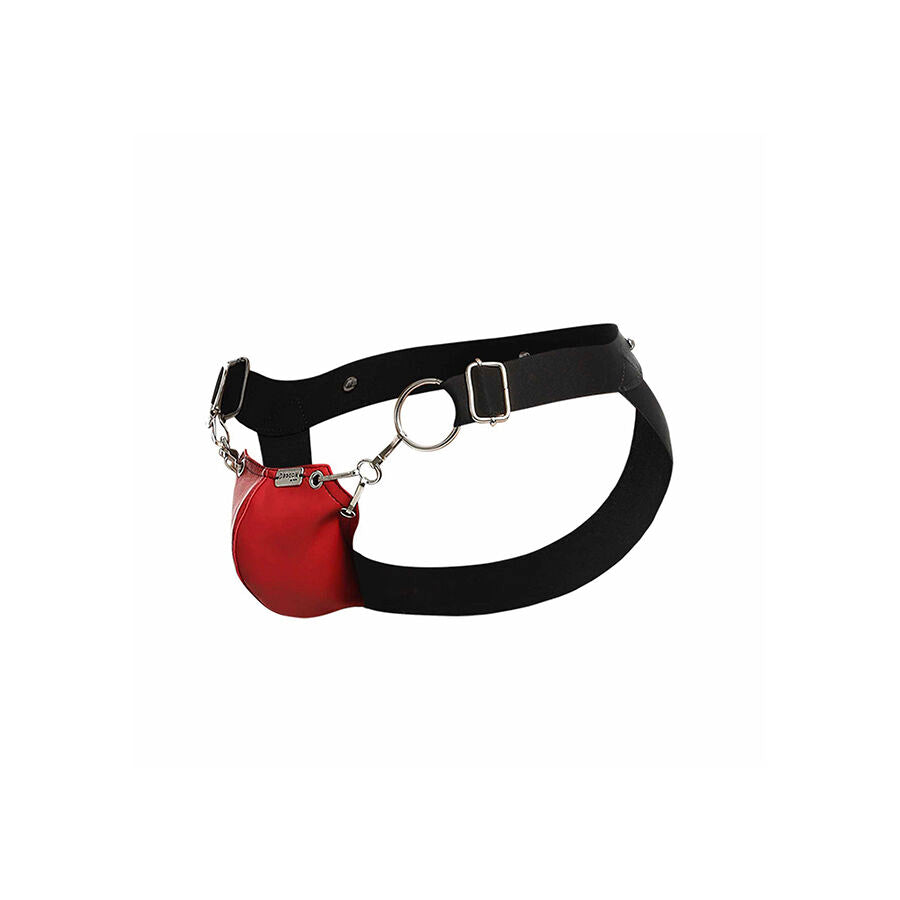 Detalhe da Jockstrap MOB - DNGEON Snap Vermelho, exibindo o tecido e design atlético.