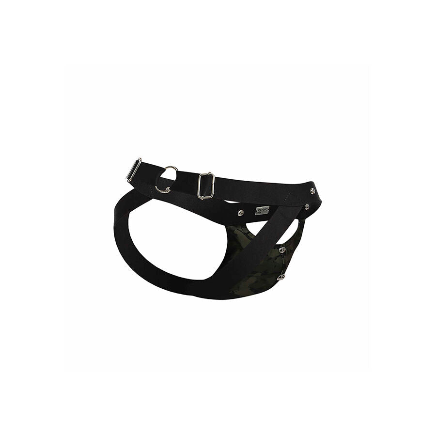 Jockstrap Sportsman Verde MOB - DNGEON, exibindo o design desportivo e sexy.