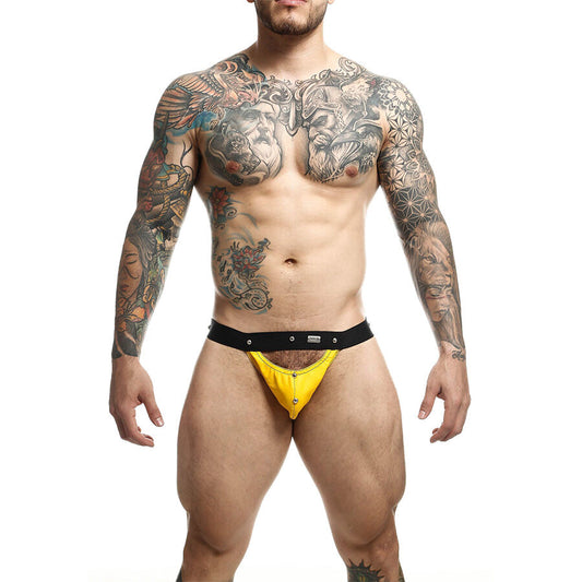 MOB Jockstrap Dngeon Amarelo Desportista mostrando design e material