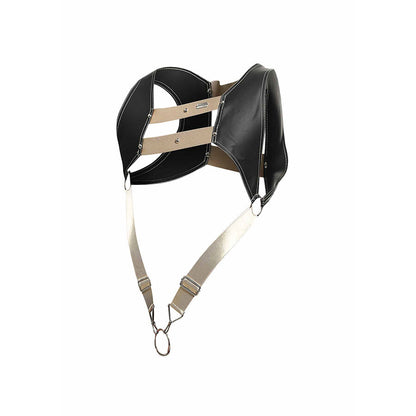 MOB Arnês Cropped com Anel Peniano Dourado Ajustável em couro sintético
