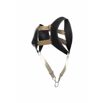 MOB Arnês Cropped com Anel Peniano Dourado Ajustável em couro sintético