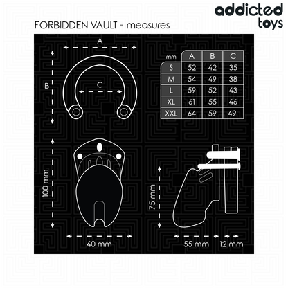 Gaiola para Pênis ADDICTED TOYS LOCKED Forbidden Vault 10 CM, exibindo seus detalhes e design seguro.