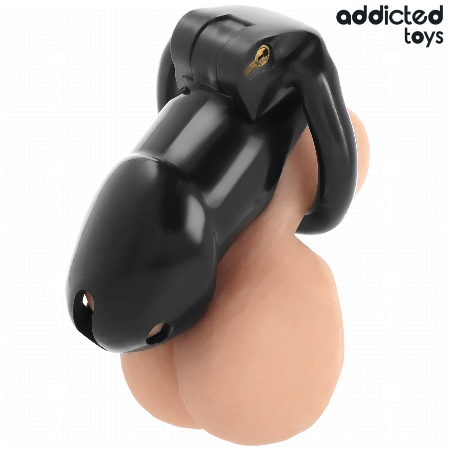 Gaiola peniana ADDICTED TOYS LOCKED Mindnight Cell para controlo e submissão, com anéis de ajuste e fechadura.