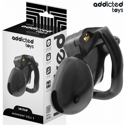 Gaiola peniana ADDICTED TOYS LOCKED Mindnight Cell S com anéis de ajuste e mecanismo de fecho.