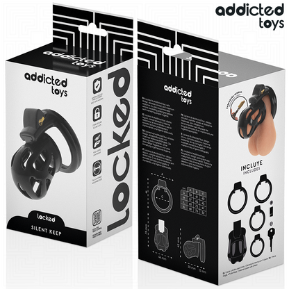 Gaiola de castidade ADDICTED TOYS LOCKED Silent Keep 7,5 CM com anéis e fechadura.