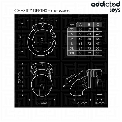 Gaiola de Castidade Masculina ADDICTED TOYS LOCKED Dephhs 7,5 cm com anel ajustável.