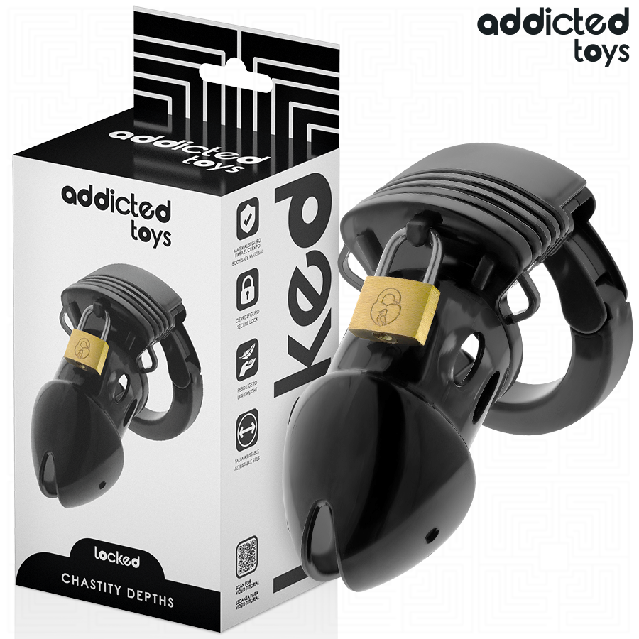 Gaiola de Castidade Masculina ADDICTED TOYS LOCKED Dephhs 7,5 cm com anel ajustável.