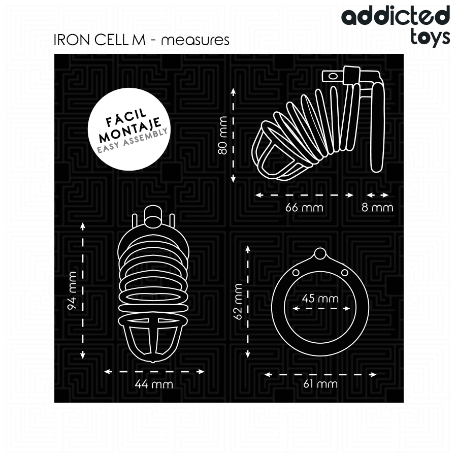 Gaiola de castidade de metal Addicted Toys LOCKED em tamanho M para controlo e contenção.