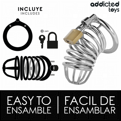 Gaiola de castidade de metal Addicted Toys LOCKED em tamanho M para controlo e contenção.