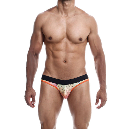 Close-up da Cueca Jock Boxer MOB Laranja Tamanho G, exibindo o seu design e textura do tecido.