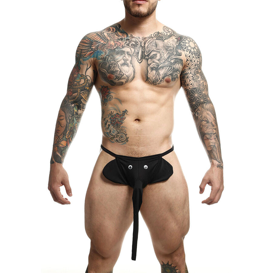 Tanga masculina MaleBasics Elefante Preta, confeccionada em Lycra e Poliéster para conforto e estilo.