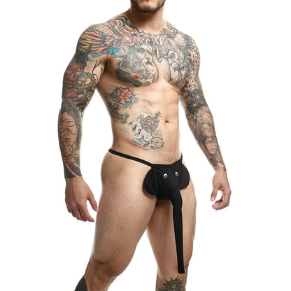 Tanga masculina MaleBasics Elefante Preta, confeccionada em Lycra e Poliéster para conforto e estilo.