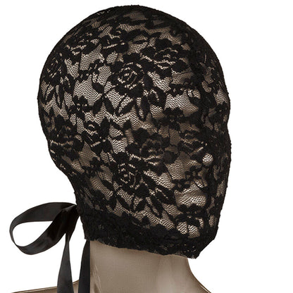 Máscara Balaclava de Renda Preta com Laço