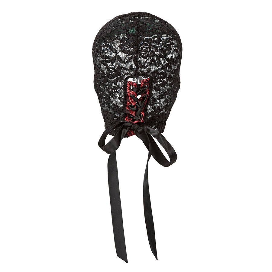 Máscara Balaclava de Renda Preta com Laço