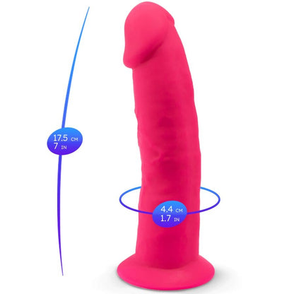Close-up do SILEXD Dildo Realista Modelo 2 SILEXPAN Silicone Fúcsia 19.2 cm mostrando sua textura e detalhes.