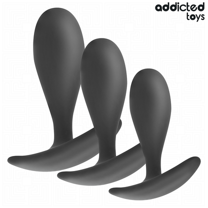 Conjunto de 3 Plugs Anais Progressivos ADDICTED TOYS em silicone hipoalergénico.