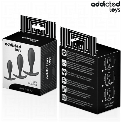 Conjunto de 3 Plugs Anais Progressivos ADDICTED TOYS em silicone hipoalergénico.