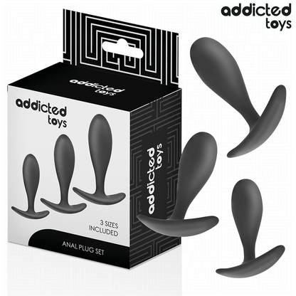 Conjunto de 3 Plugs Anais Progressivos ADDICTED TOYS em silicone hipoalergénico.