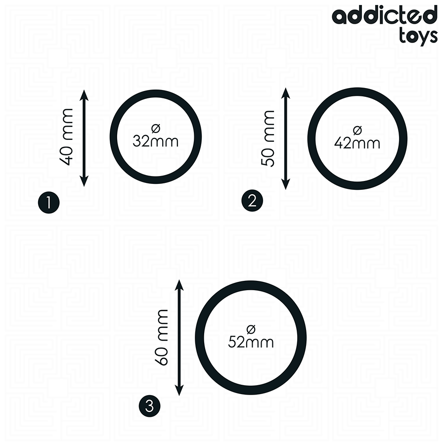 Close-up of the Addicted Toys Conjunto de Anéis Penianos de Silicone with 3 different sizes.