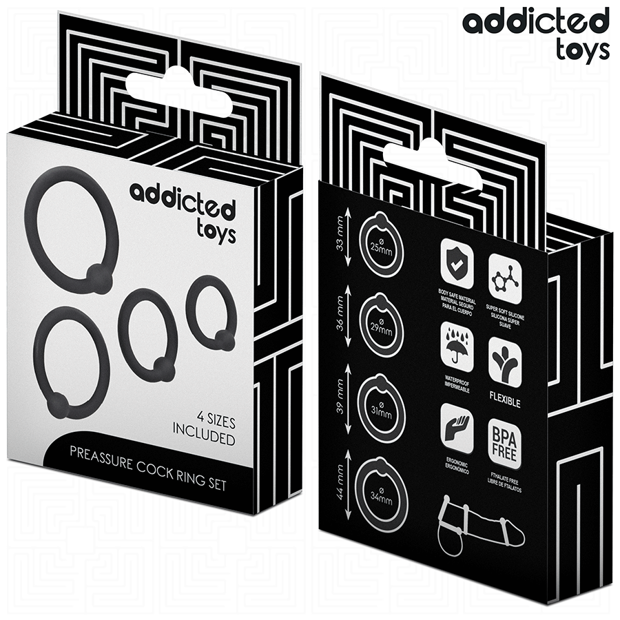 Conjunto de Anéis Penianos de Silicone ADDICTED TOYS para controlo e estimulação