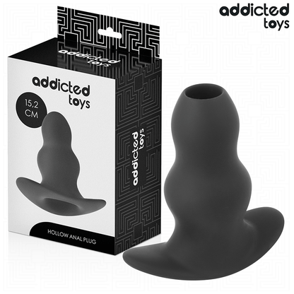 Close-up of the Addicted Toys Hollow Anal Plug XXL 15.2cm showing its silicone texture and unique hollow design.