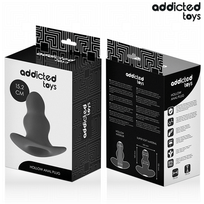 Close-up of the Addicted Toys Hollow Anal Plug XXL 15.2cm showing its silicone texture and unique hollow design.