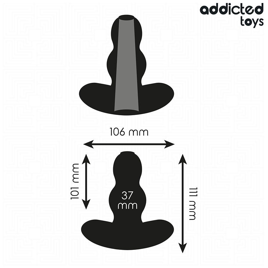 Close-up do Plug Anal Oco Addicted Toys L de silicone, detalhando seu design ergonómico e cavidade.