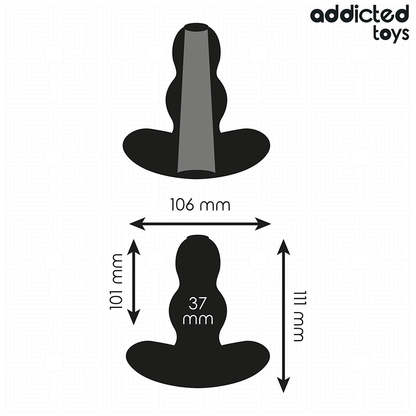 Close-up do Plug Anal Oco Addicted Toys L de silicone, detalhando seu design ergonómico e cavidade.