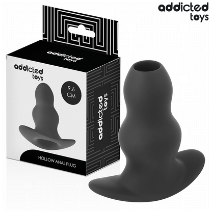 Close-up of the Addicted Toys Hollow Anal Plug M, showing its silicone texture and design for anal exploration.