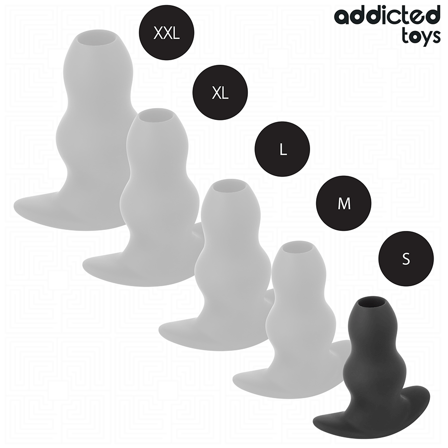 Imagem do Plug Anal Oco Addicted Toys Tamanho S de silicone, exibindo seu design ergonômico e cavidade interna.