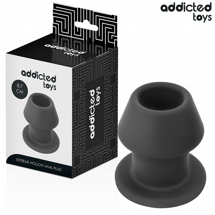 Plug anal extremo oco ADDICTED TOYS de silicone, mostrando seu design e dimensões para uma experiência anal intensa.