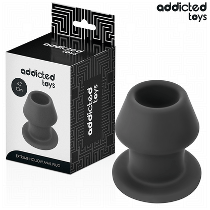 Plug anal extremo oco ADDICTED TOYS de silicone, mostrando seu design e dimensões para uma experiência anal intensa.