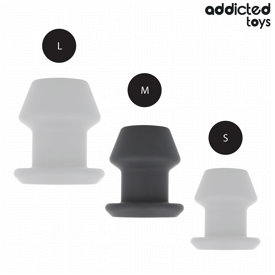 Plug anal extremo oco ADDICTED TOYS de silicone, mostrando seu design e dimensões para uma experiência anal intensa.