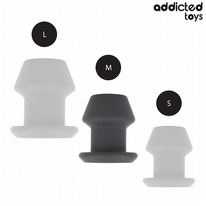 Plug anal extremo oco ADDICTED TOYS de silicone, mostrando seu design e dimensões para uma experiência anal intensa.