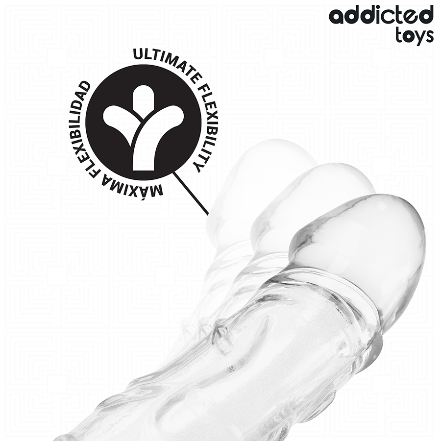 Extensão de Pénis Transparente ADDICTED TOYS 27 CM, para aumento temporário.