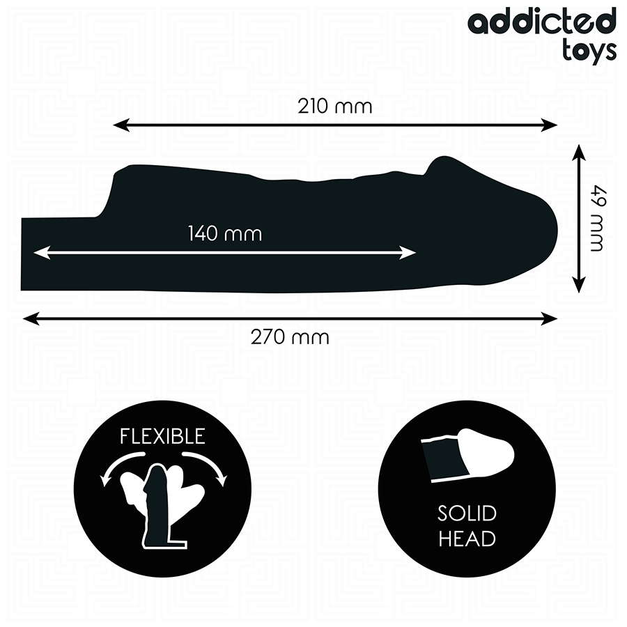 Close-up of the ADDICTED TOYS Transparent Penis Sleeve 27cm Size M, showing its material and design.