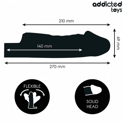 Close-up of the ADDICTED TOYS Transparent Penis Sleeve 27cm Size M, showing its material and design.