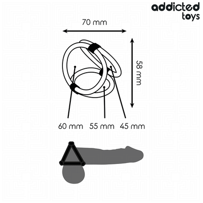 Close-up of the ADDICTED TOYS Anel Triplo Peniano, showing its flexible material and three ring design.