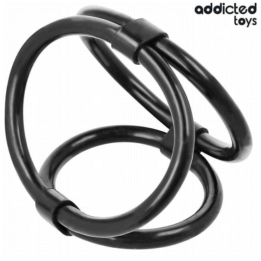 Close-up of the ADDICTED TOYS Anel Triplo Peniano, showing its flexible material and three ring design.