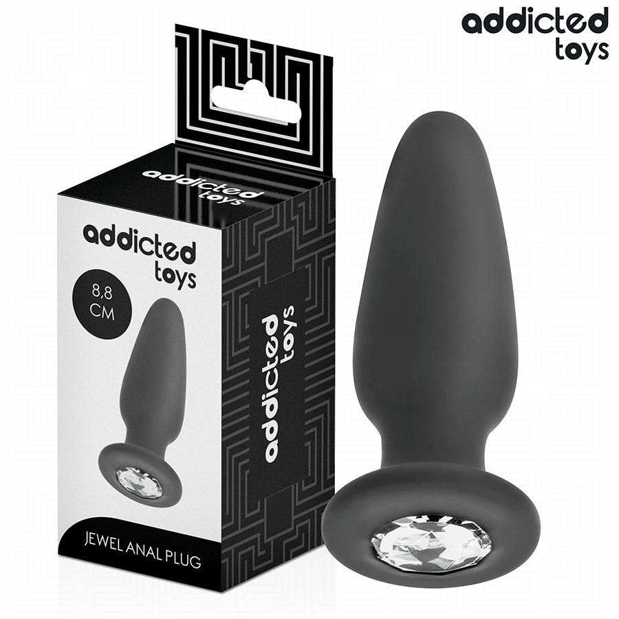 Plug anal Addicted Toys tamanho S com joia, feito de silicone macio e design elegante.